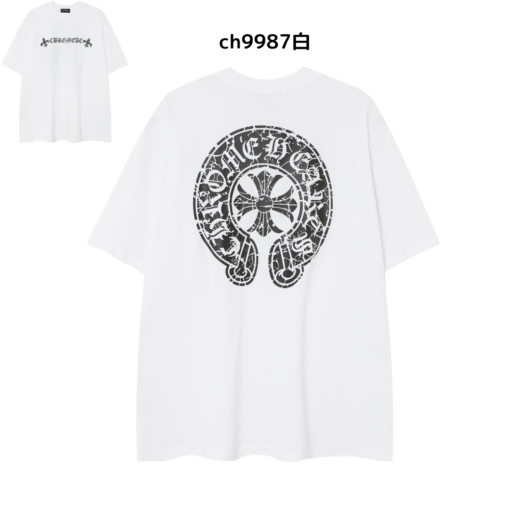 【2025新登場】クロムハーツChrome Hearts プリント刺繍Tシャツ特集 夏服 人気 男女兼用　綿100%  ch2230