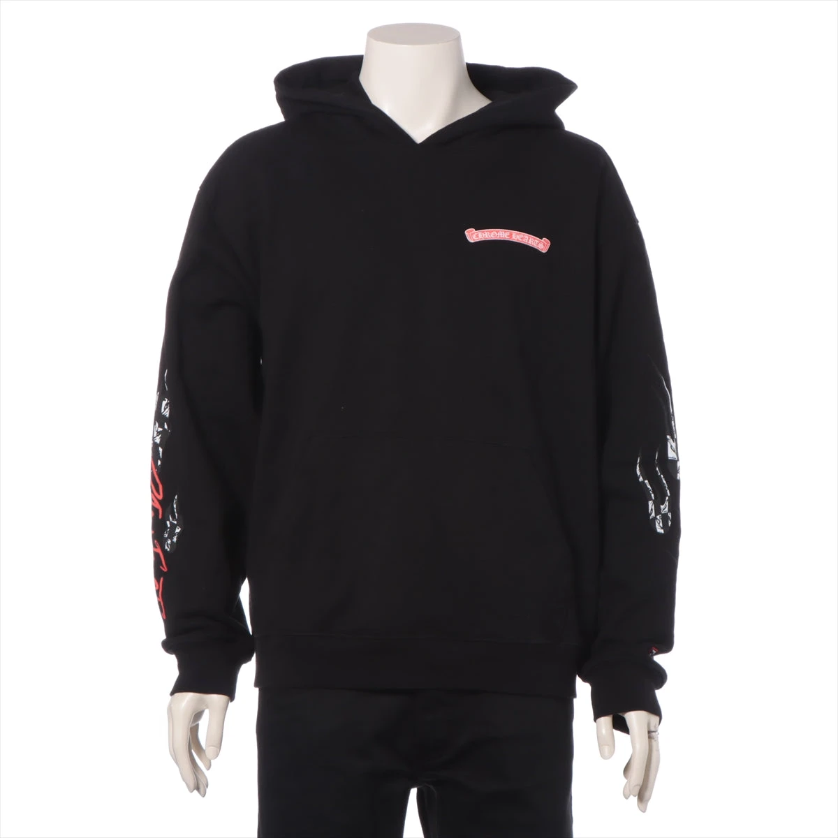 クロムハーツ パーカー コットン ブラック MATTY BOY STAY FAST RACE TEAMフーディ