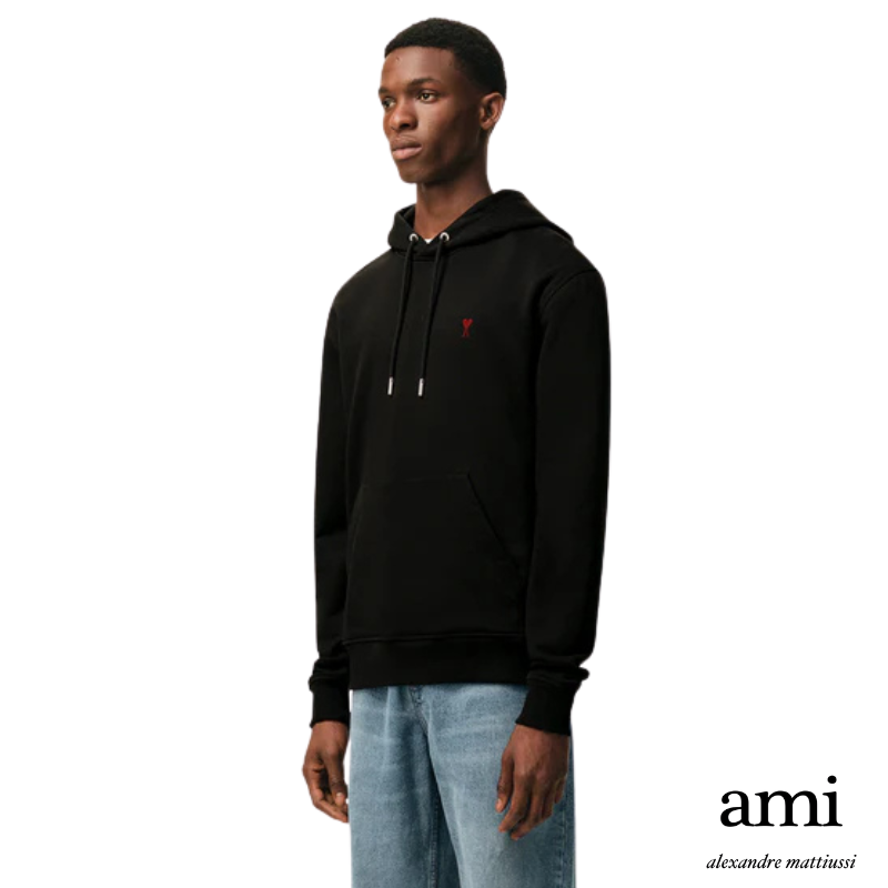 Ami paris  [パーマネントコレクション ]ブラック オーガニックコットン Ami de Coeur パーカー