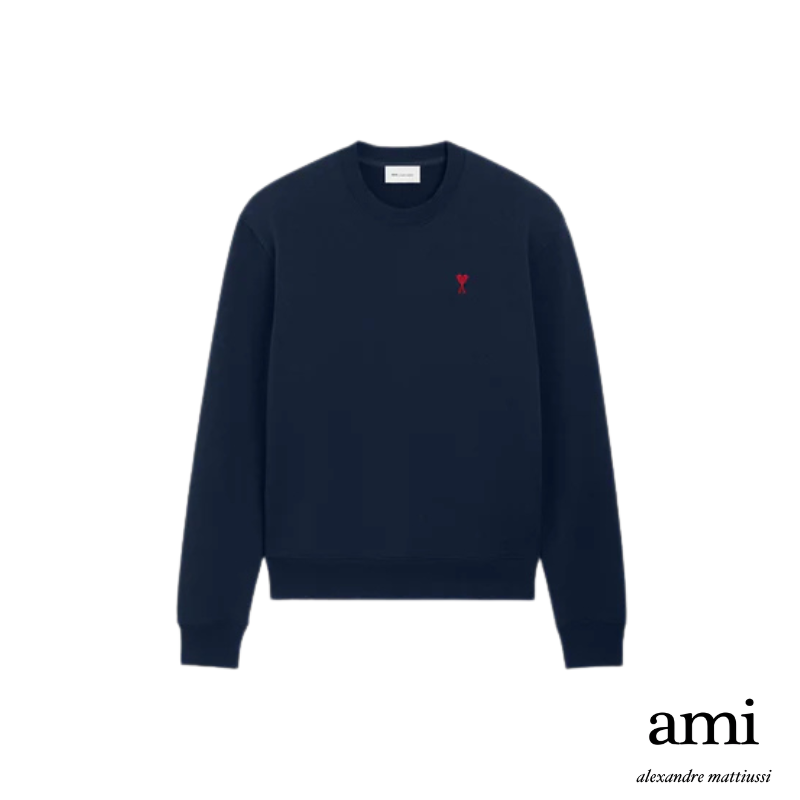 Ami paris【パーマネントコレクション】ブルー オーガニックコットン Ami de Coeur スウェットシャツ