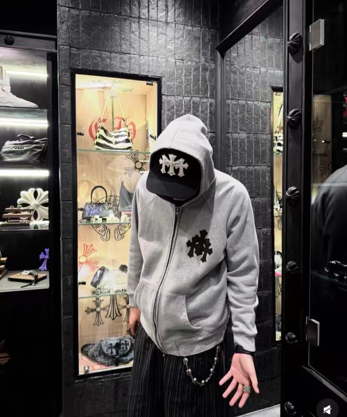 CHROME HEARTS(クロムハーツ) トリプルクロス グレー ジップアップ パーカー
