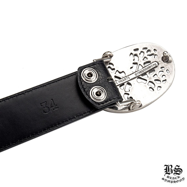 クロムハーツ クラシックオーバルクロスバックル＆プレーンブラックレザー1.5ホースシューリベット ベルトセット