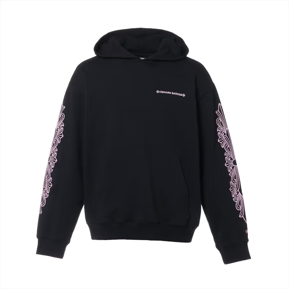 クロムハーツ マッティボーイ パーカー コットン ブラック×ピンク アーチロゴ