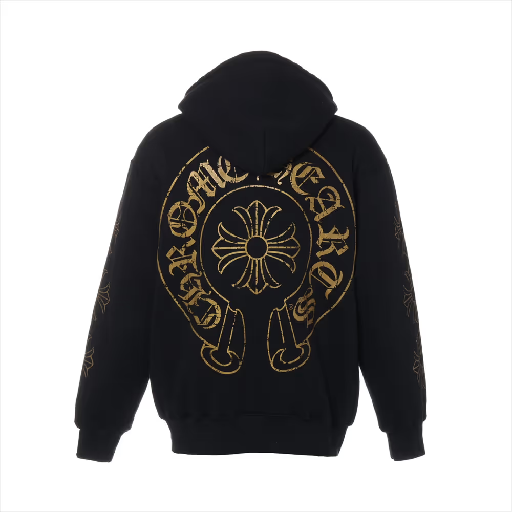 クロムハーツ パーカー コットン サイズL ブラック ホースシュー CHプラス