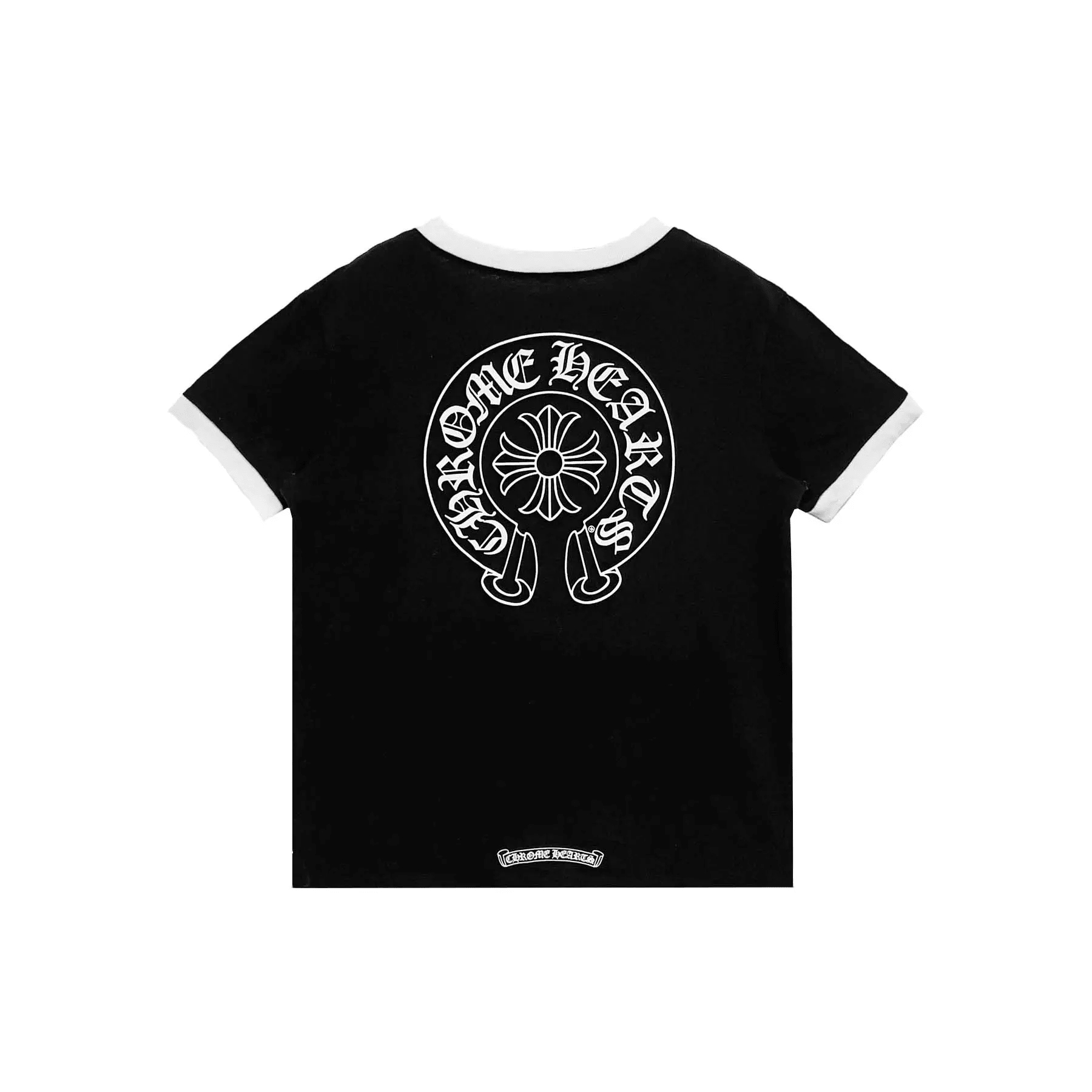クロムハーツ ブラック ホースシューロゴ レディース半袖Tシャツ 背面
