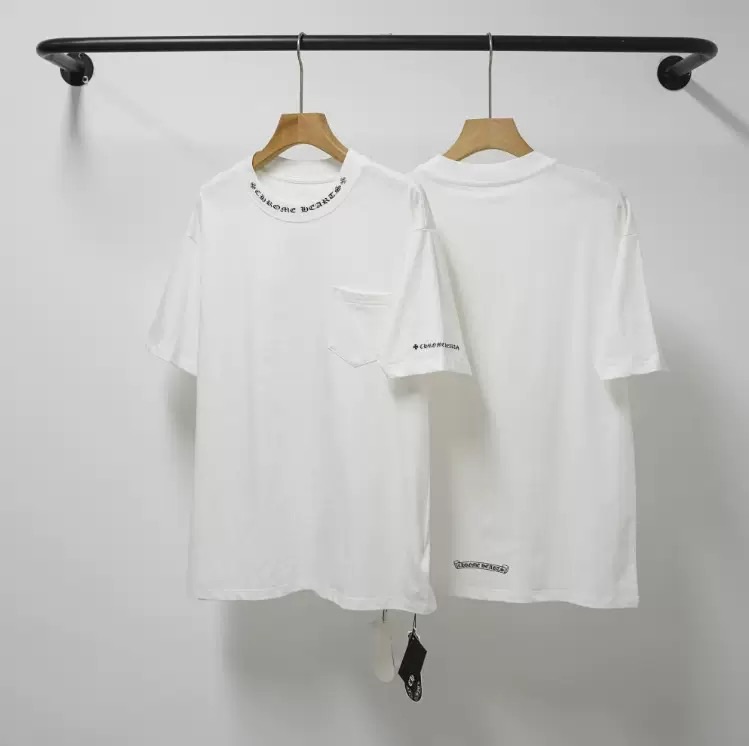 CHROME HEARTS クロムハーツ ネックロゴ入りホワイト半袖Tシャツ
