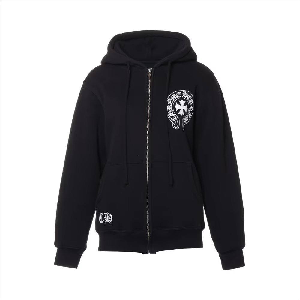 クロムハーツ ホースシュー パーカー コットン×ポリエステル ブラック 裏地サーマル