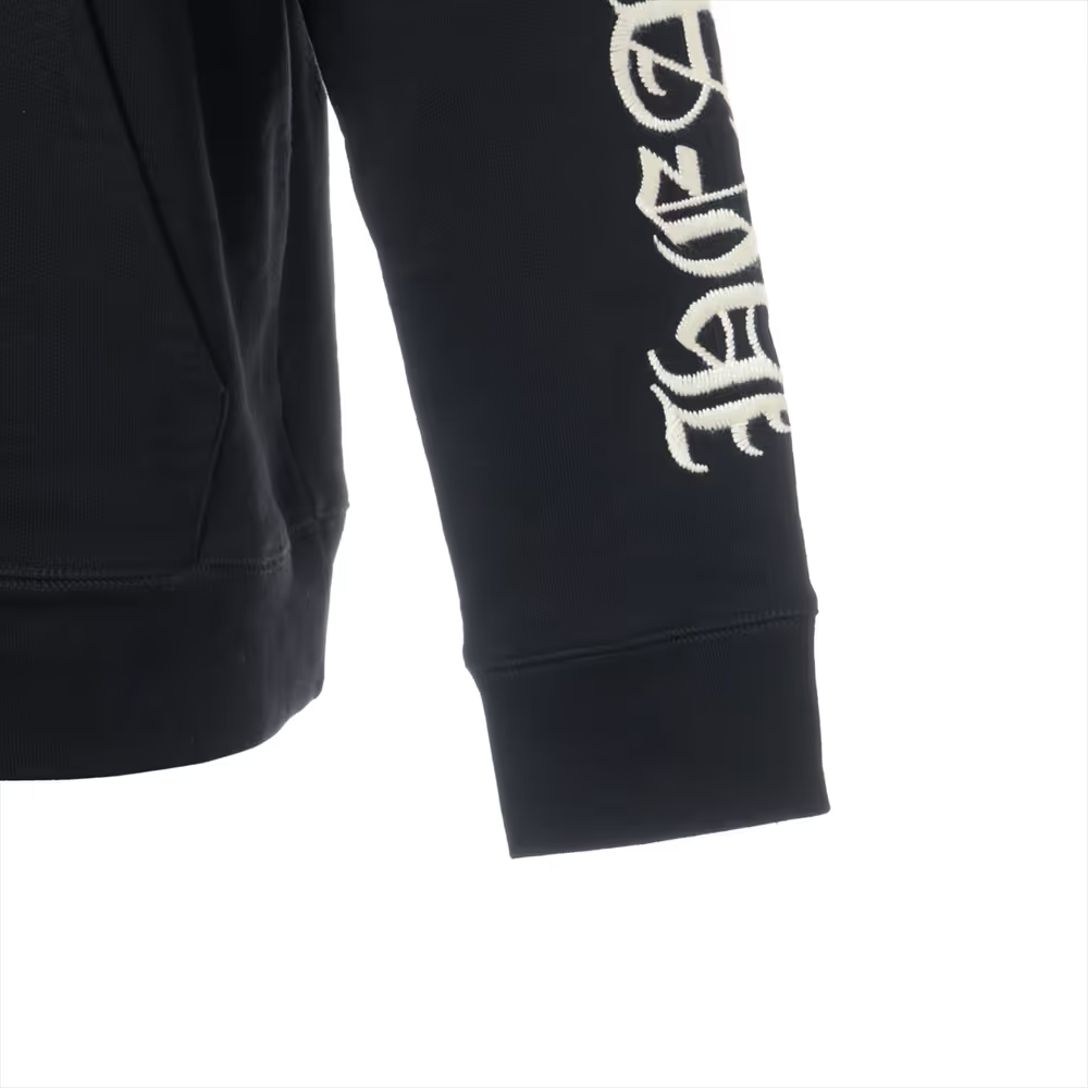 クロムハーツ パーカー コットン ブラック×ホワイト SLOW RIDE CH刺繍