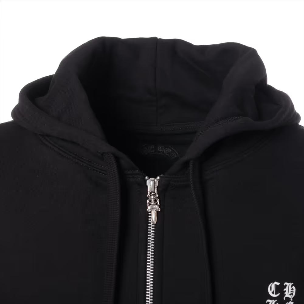 クロムハーツ パーカー コットンブラック ダガージップ 袖ロゴ
