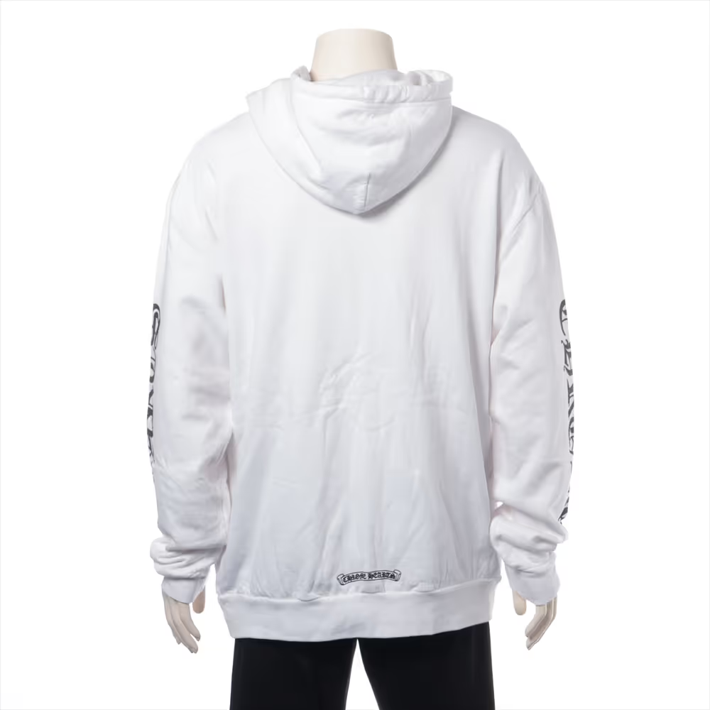 クロムハーツ パーカー コットン  ホワイト 袖ロゴ プリント