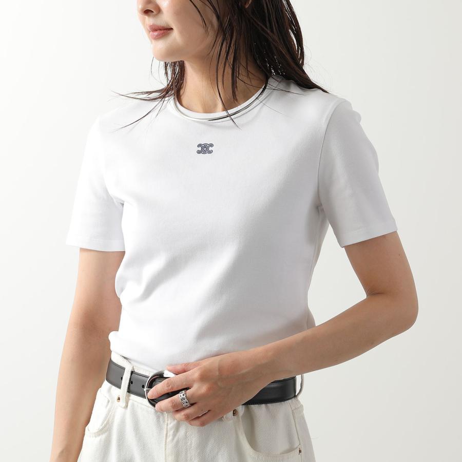 CELINE セリーヌ Tシャツ レディース トリオンフ 刺繍 ロゴ クルーネック カットソー 半袖 celine005