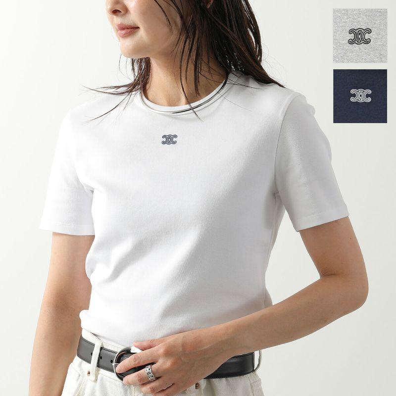 CELINE セリーヌ Tシャツ レディース トリオンフ 刺繍 ロゴ クルーネック カットソー 半袖 celine005