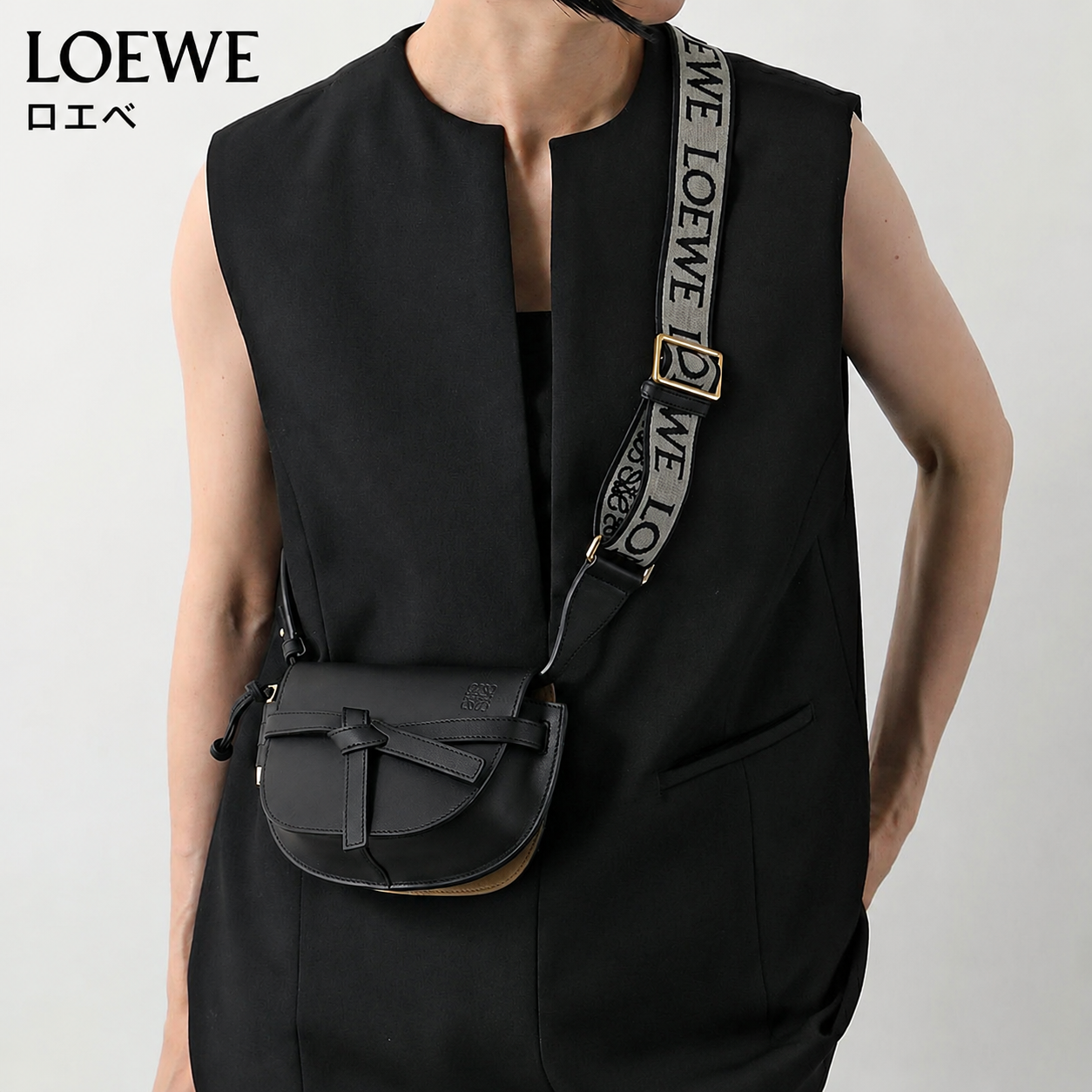 LOEWE ロエベ ショルダーバッグ GATE DUAL MINI A650N46X13 レディース ゲート デュアルバッグ ミニ クロスボディ レザー ジャガード 1100/BLACK