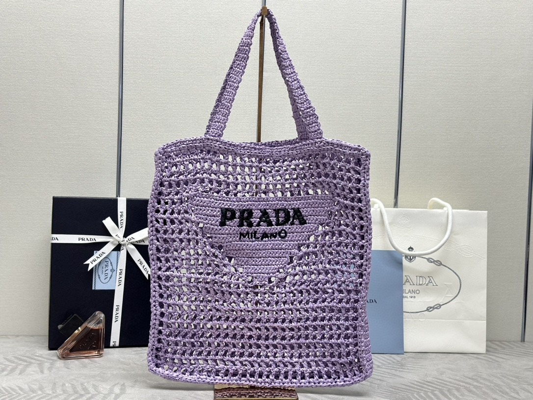 PRADA プラダ ロゴかぎ針編みトートバッグ