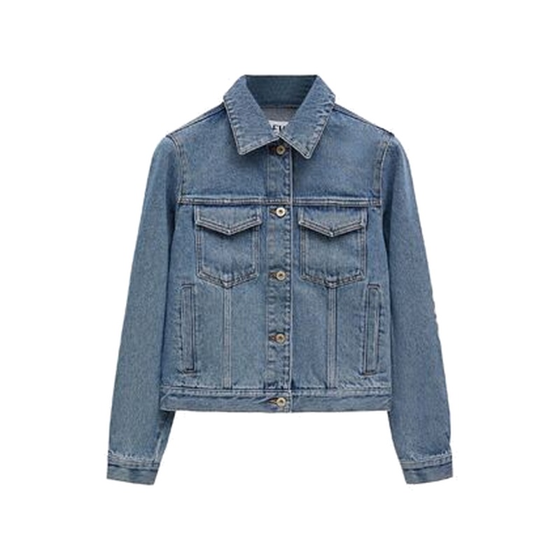 LOEWE ロエベ デニムジャケット ANAGRAM アナグラム S359Y50X71 レディース 胸ポケット 長袖 コットン ロゴ Gジャン ジージャン