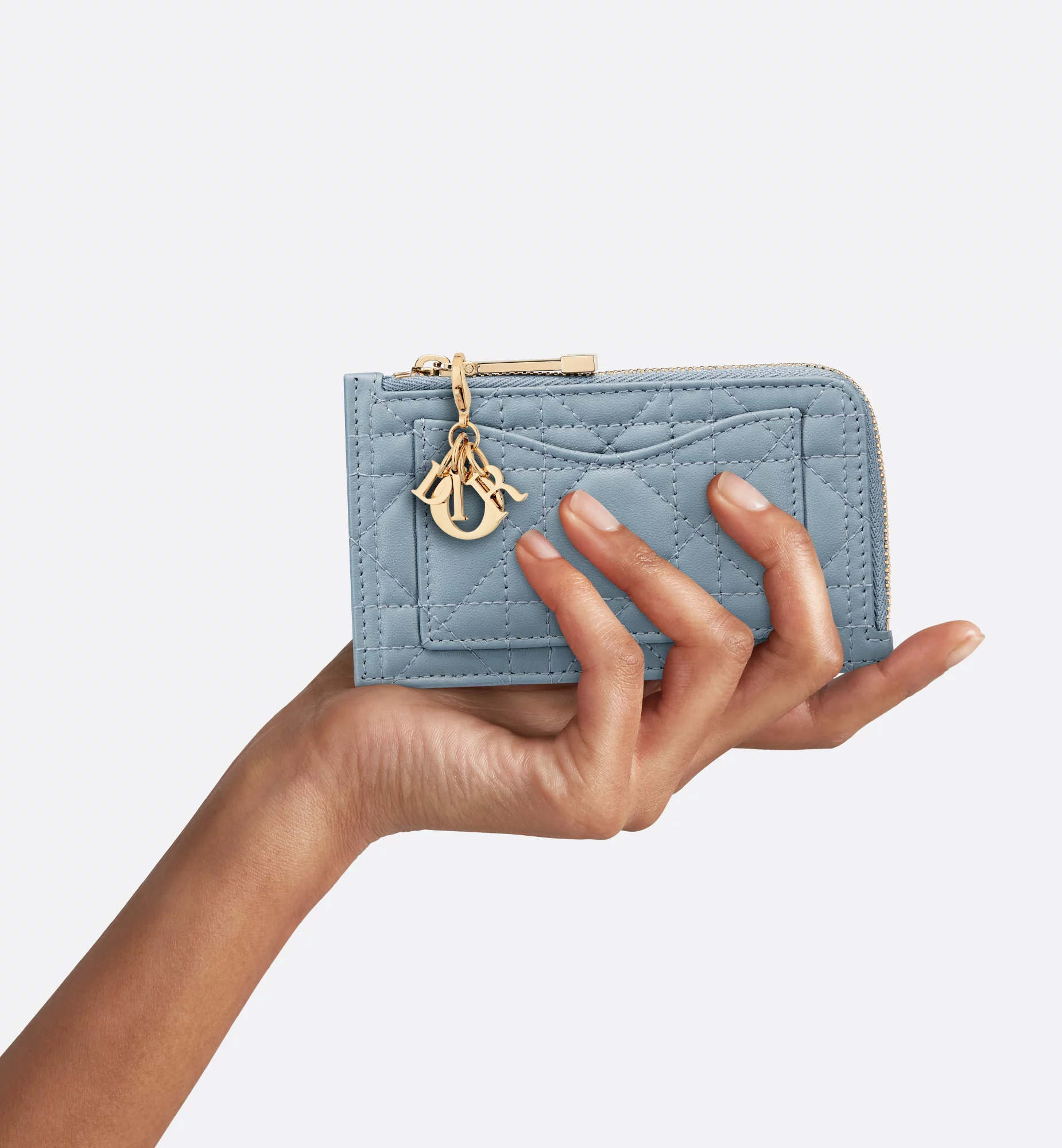 ディオール 　Lady Dior Cosmos ジップ カードホルダー　カナージュ ラムスキン