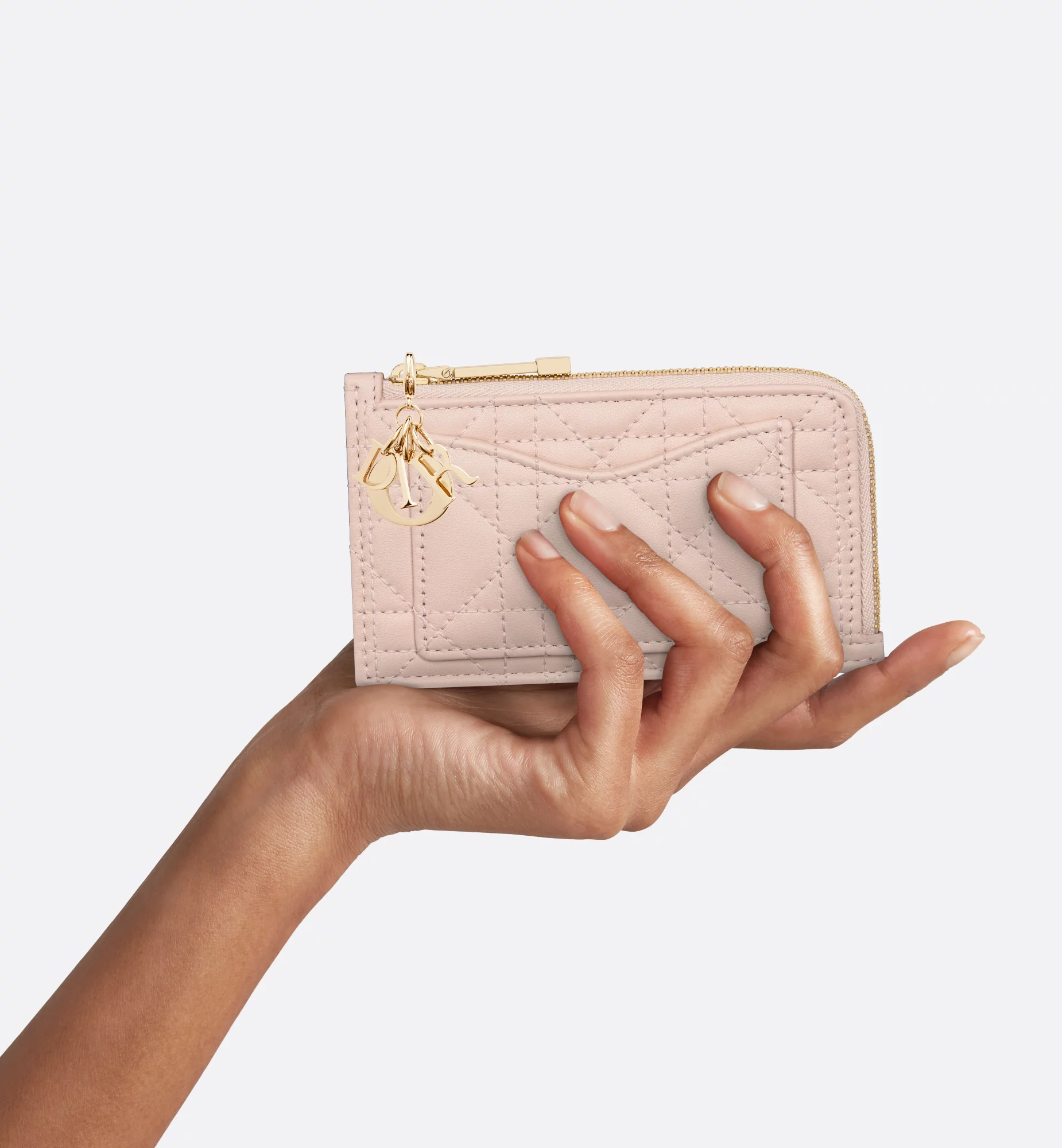 ディオール Lady Dior Cosmos ジップ カードホルダー カナージュ ラムスキン