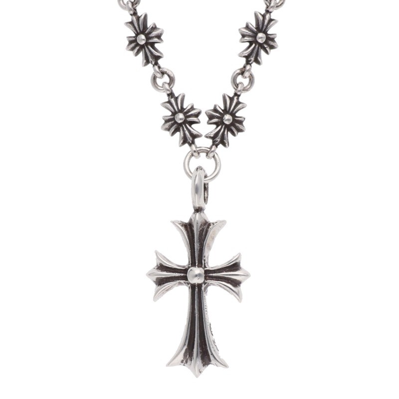 Chrome Hearts シルバー PAVEダイヤネックレス TNY E20 CRS F P DIA タイニーEファットクロス