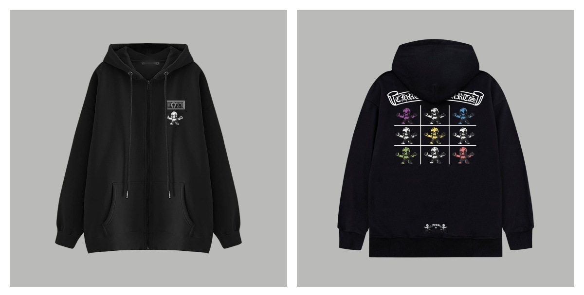クロムハーツ/Chrome Hearts パーカー ブラック／ホワイト長袖パーカー chhoodie050