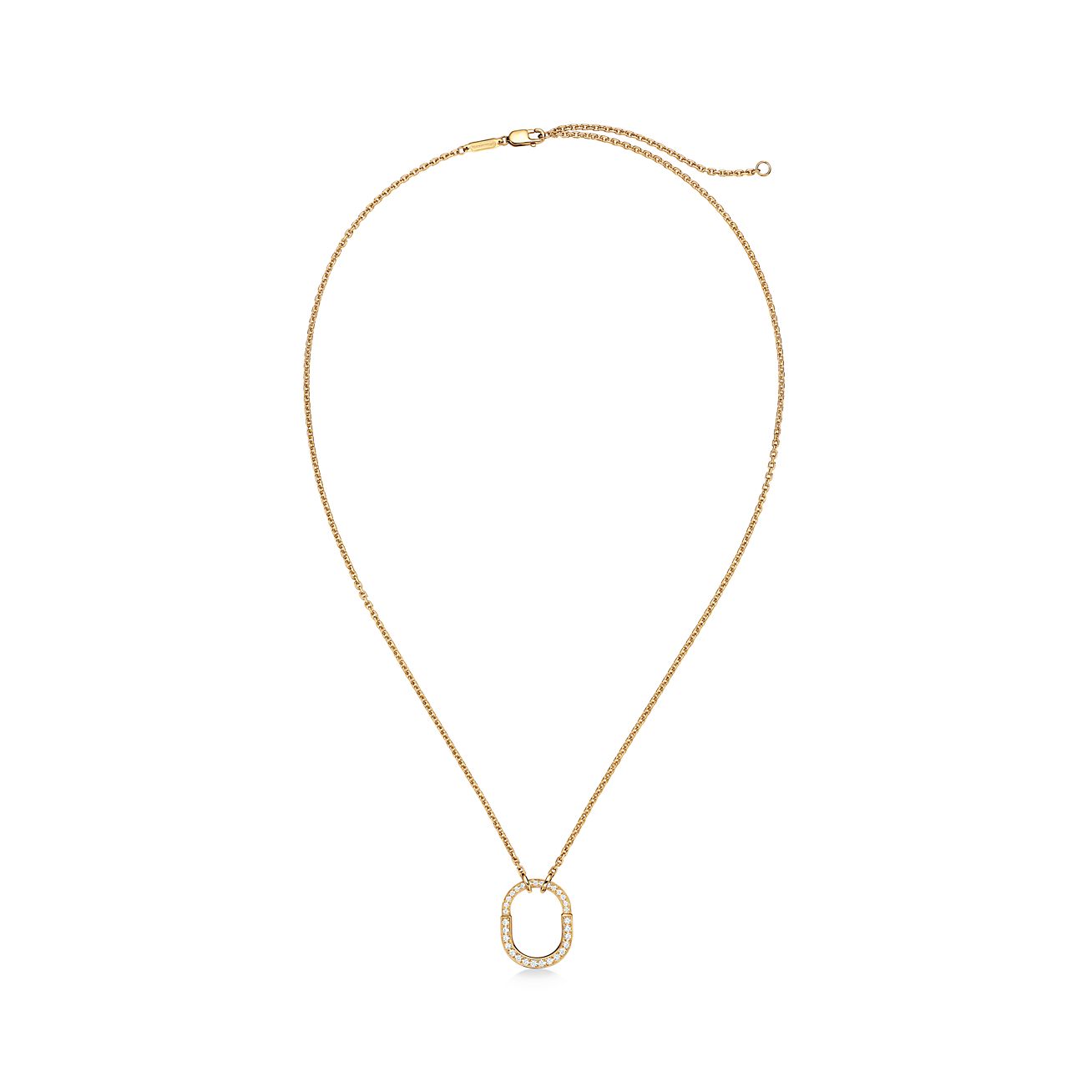 ティファニー ロック スモール ロック ペンダント イエローゴールドにパヴェ ダイヤモンドをセッティング