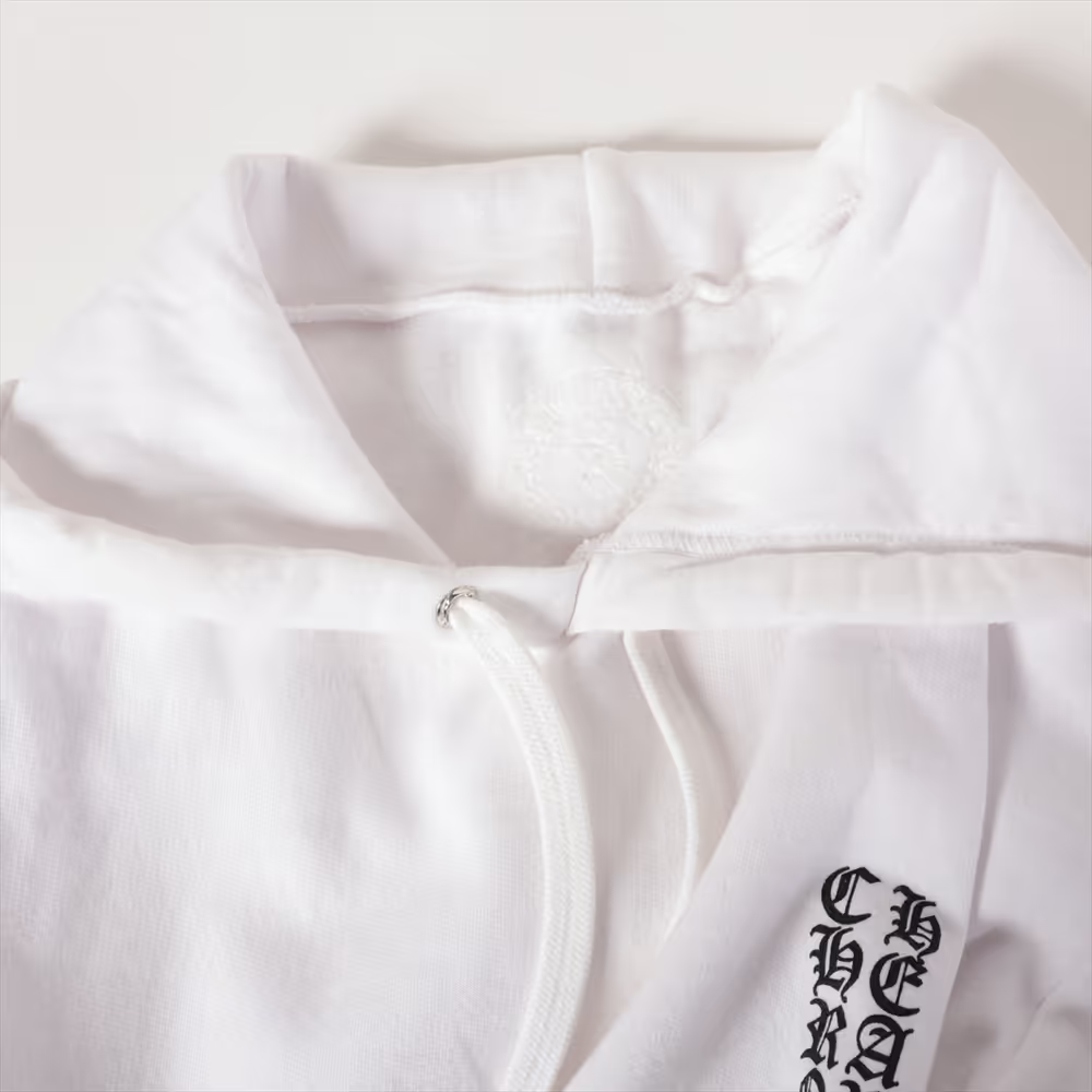 クロムハーツ パーカー コットン  ホワイト 袖ロゴ プリント