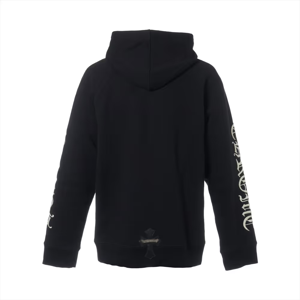 クロムハーツ パーカー コットン ブラック×ホワイト SLOW RIDE CH刺繍