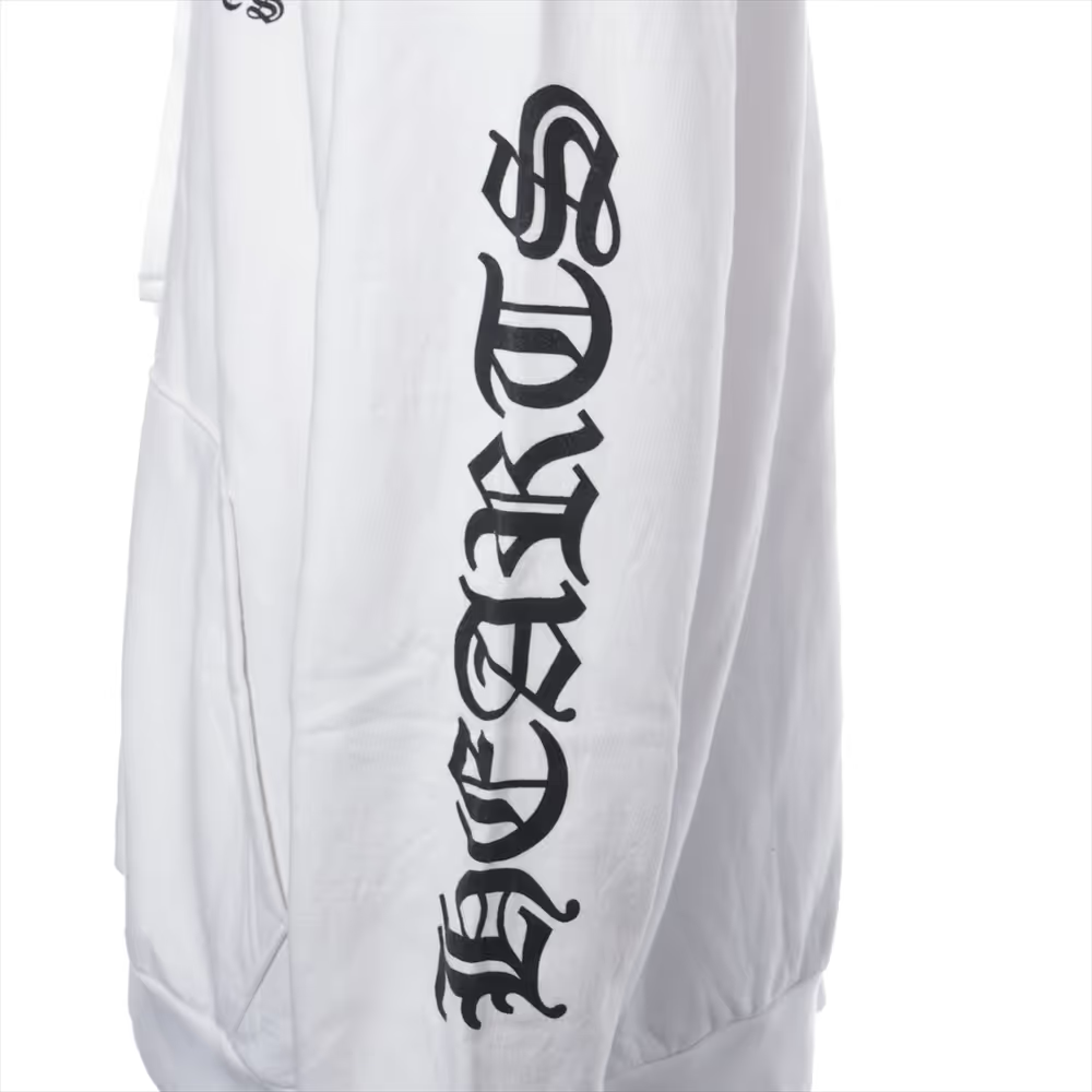 クロムハーツ パーカー コットン  ホワイト 袖ロゴ プリント