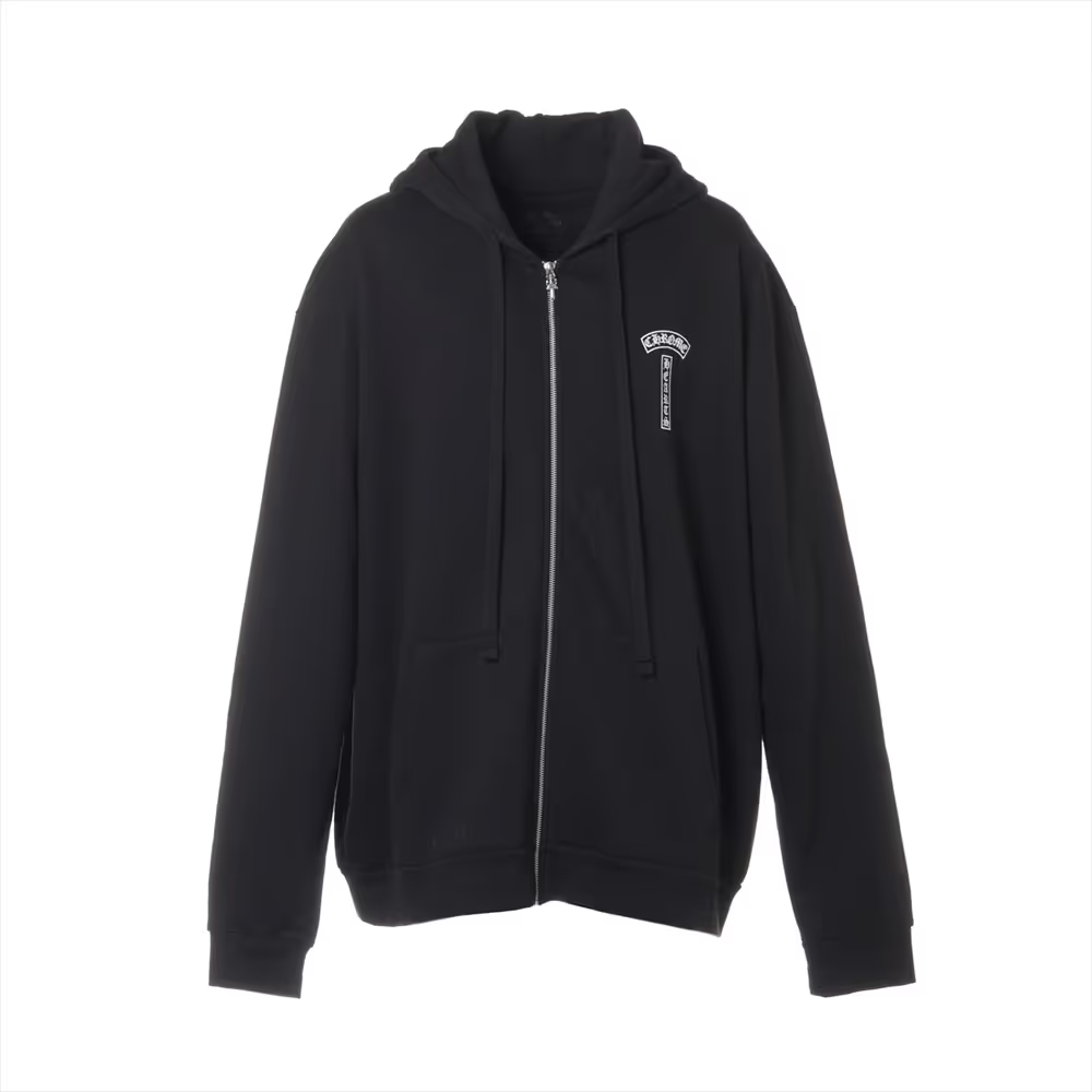 クロムハーツ パーカー コットン  ブラック アーチロゴ ダガージップ