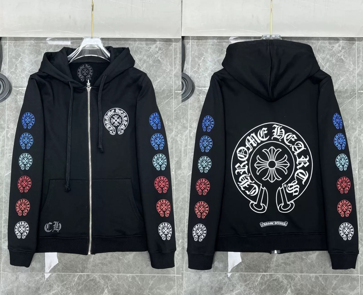 CHROME HEARTS (クロムハーツ) マルチカラーホースシュージップアップパーカー