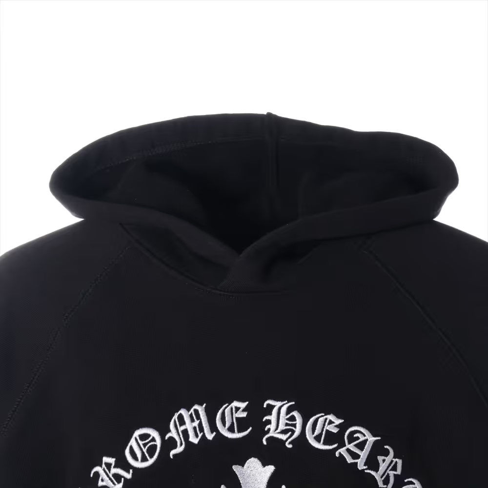 クロムハーツ パーカー コットン  ブラック SAILIN ON セメタリークロス刺繍