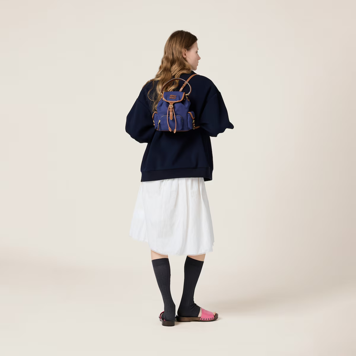 【MIU MIU】ミュウミュウ  キャンバスxレザー バックパック