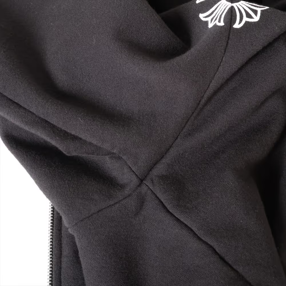 クロムハーツ パーカー コットン  ブラック アーチロゴ ダガージップ