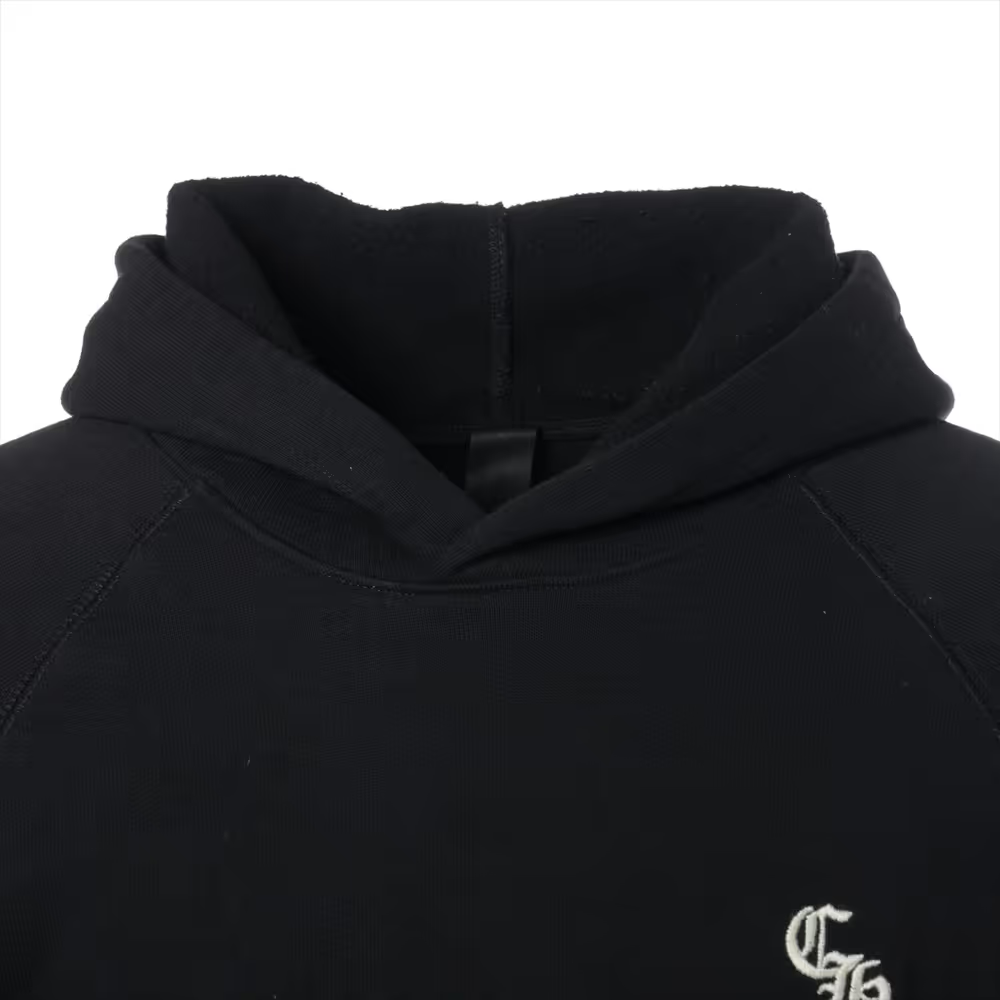 クロムハーツ パーカー コットン ブラック×ホワイト SLOW RIDE CH刺繍