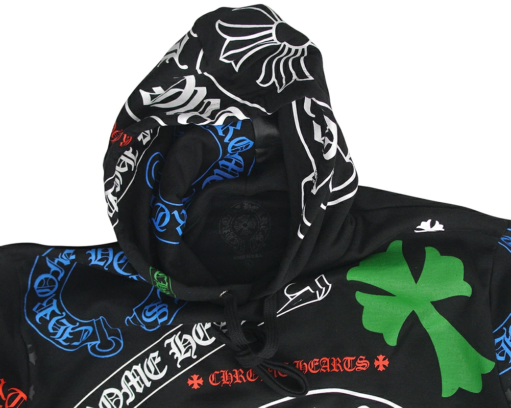 クロムハーツ パーカー コットン  ブラック ステンシルプリント オンライン限定