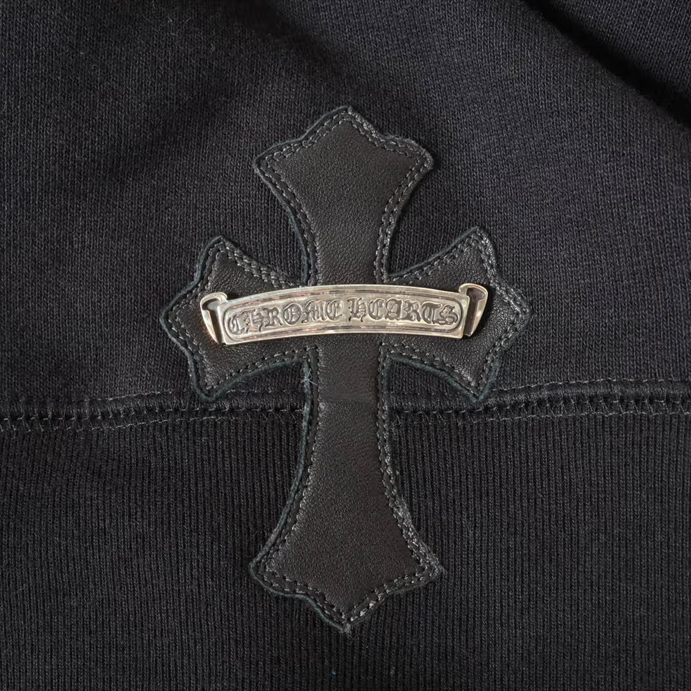 クロムハーツ パーカー コットン ブラック×ホワイト SLOW RIDE CH刺繍