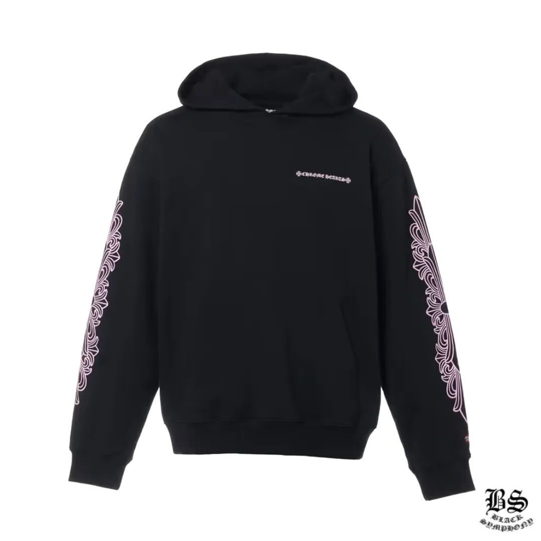 クロムハーツ マッティボーイ パーカー コットン ブラック×ピンク アーチロゴ