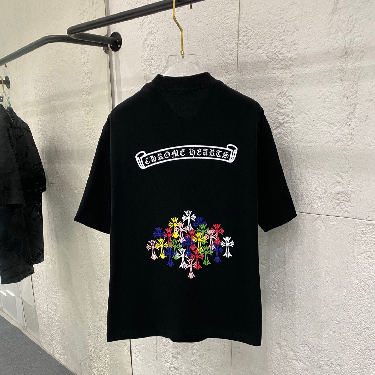 【ストリート感抜群】Chrome Hearts/クロムハーツ 2026夏限定 クロスデザイン半袖Tシャツ ブラック/ホワイト HT-26S06
