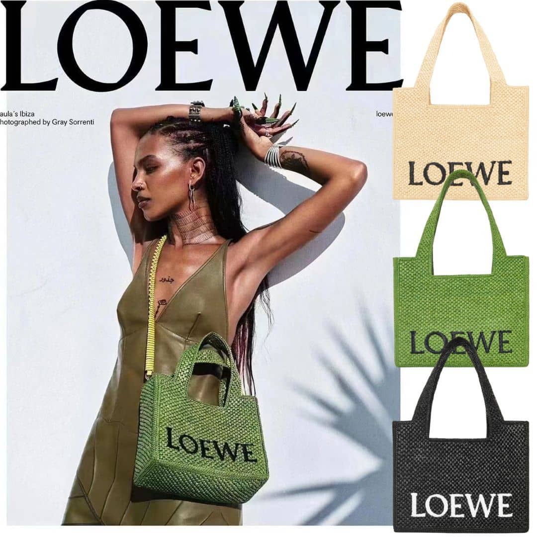 【LOEWE】ロエベ🔥バスケットバッグの最新作が登場！「MORE」雑誌掲載❤本田 翼さんが推す！★Paula's ロゴ刺繍ラフィア トートバッグ