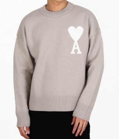★AMI★ハートロゴ メリノウール セーター★BEIGE