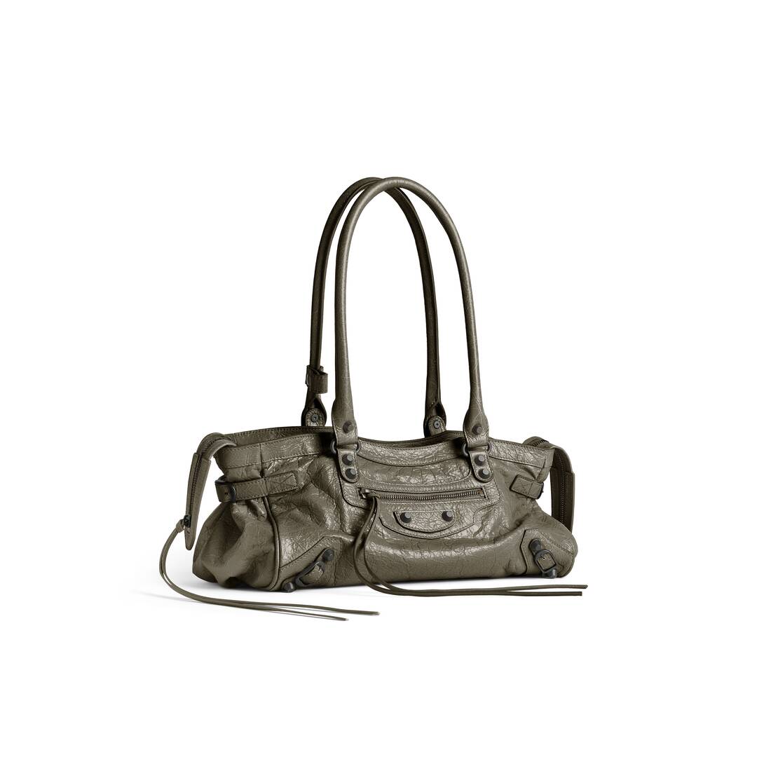 バレンシアガ　Le City バッグ East-West アーミーグリーン アリーナStoricoラムスキン ブラスハードウェア