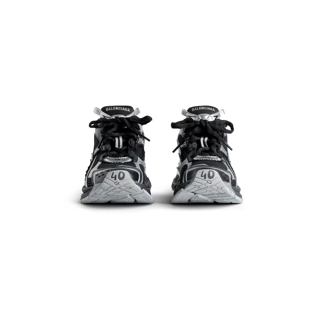 【BALENCIAGA】バレンシアガ ブラック/シルバー の ウィメンズ Runner スニーカー