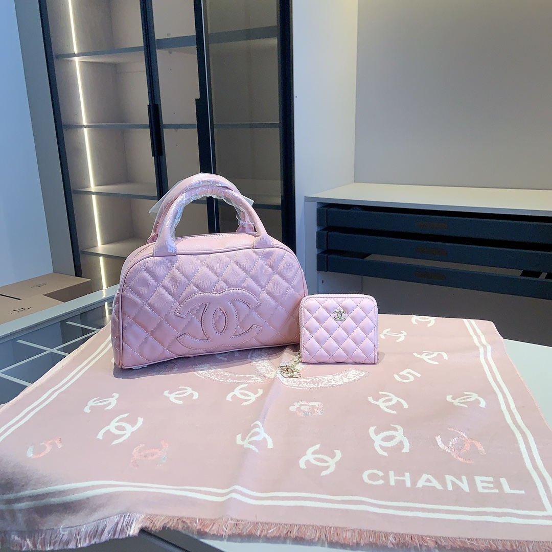 CHANEL シャネルギフトセット 3点 セット バック＋財布＋マフラー ピンク