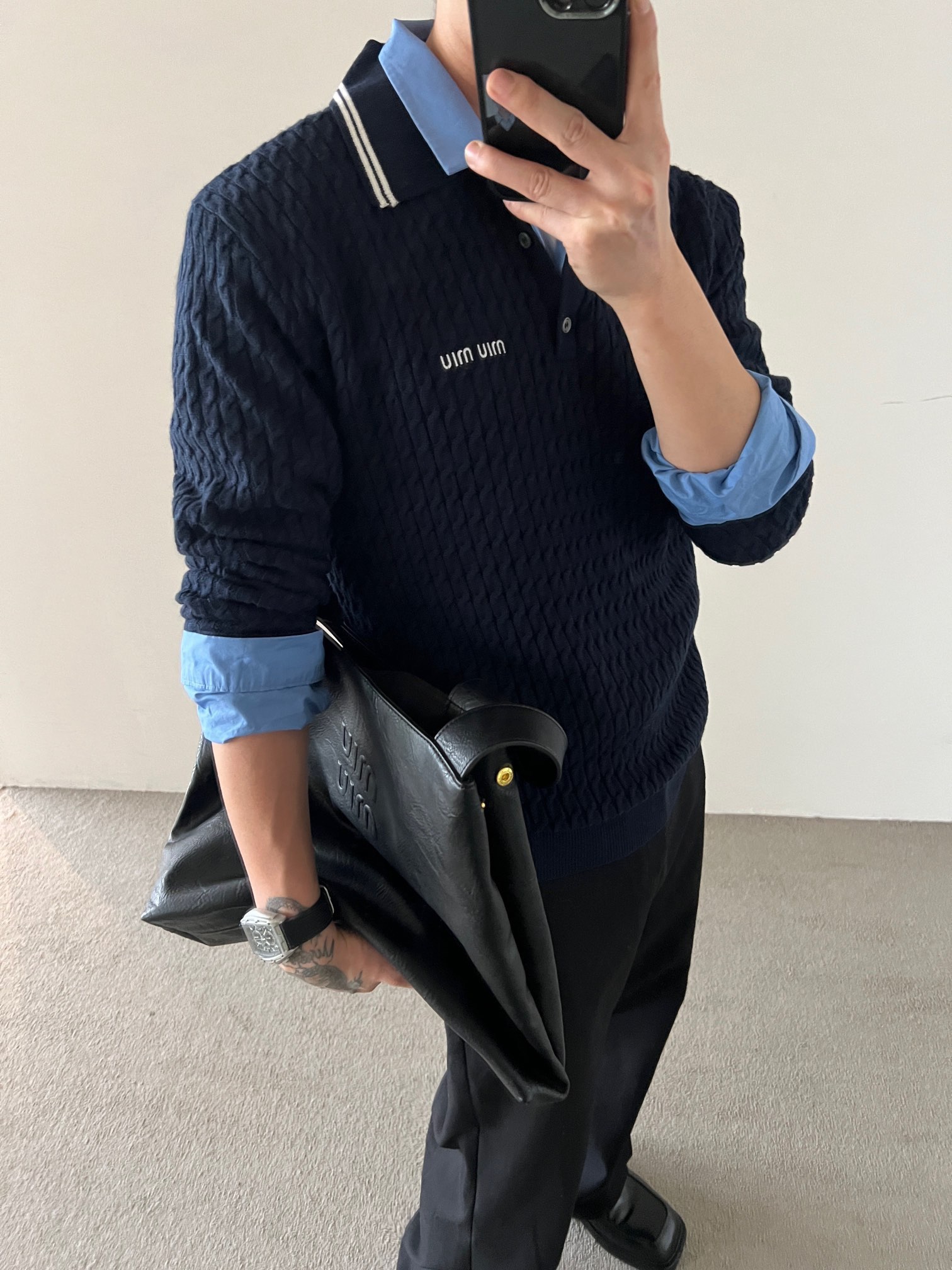  Miu Miu2024秋冬 小刺繍テディベアラウンドネックニットセーター男女兼用