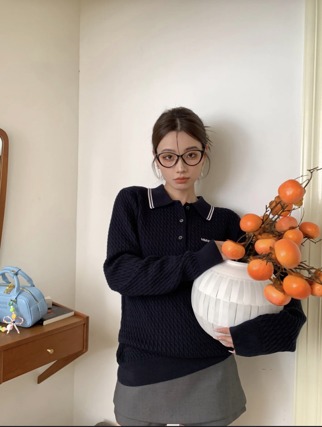  Miu Miu2024秋冬 小刺繍テディベアラウンドネックニットセーター男女兼用