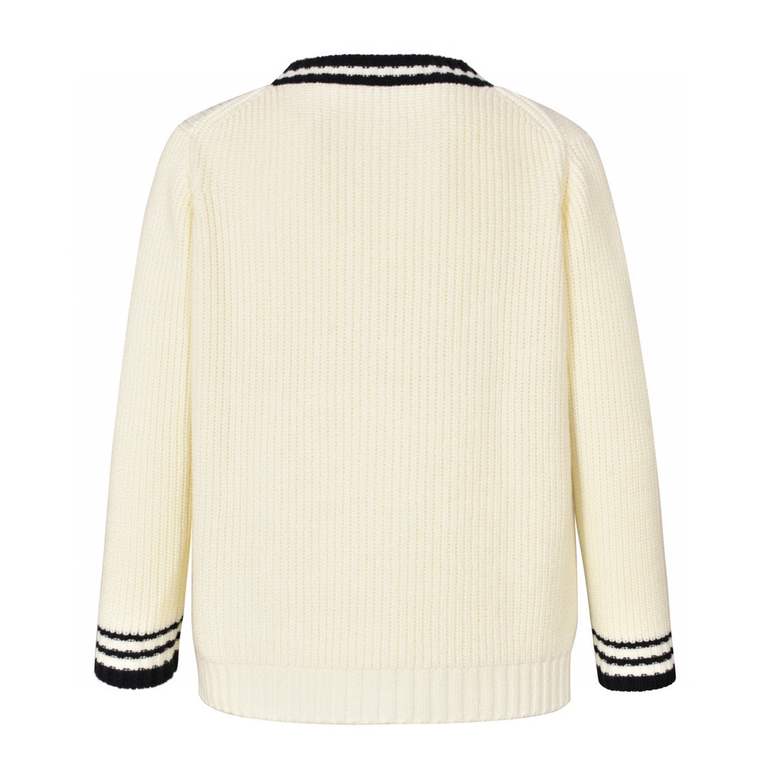 MiuMiu（ミュウミュウ）ロゴ入りカラーコンビカーディガンニット