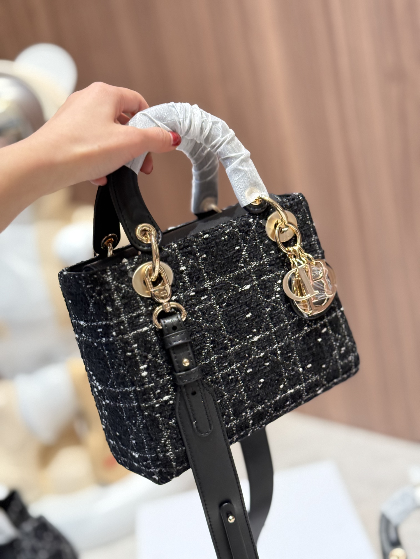 DIOR バッグ　クリスチャンディオール 　レディディオール マイクロカナージュ 2WAYショルダーハンドバッグ 