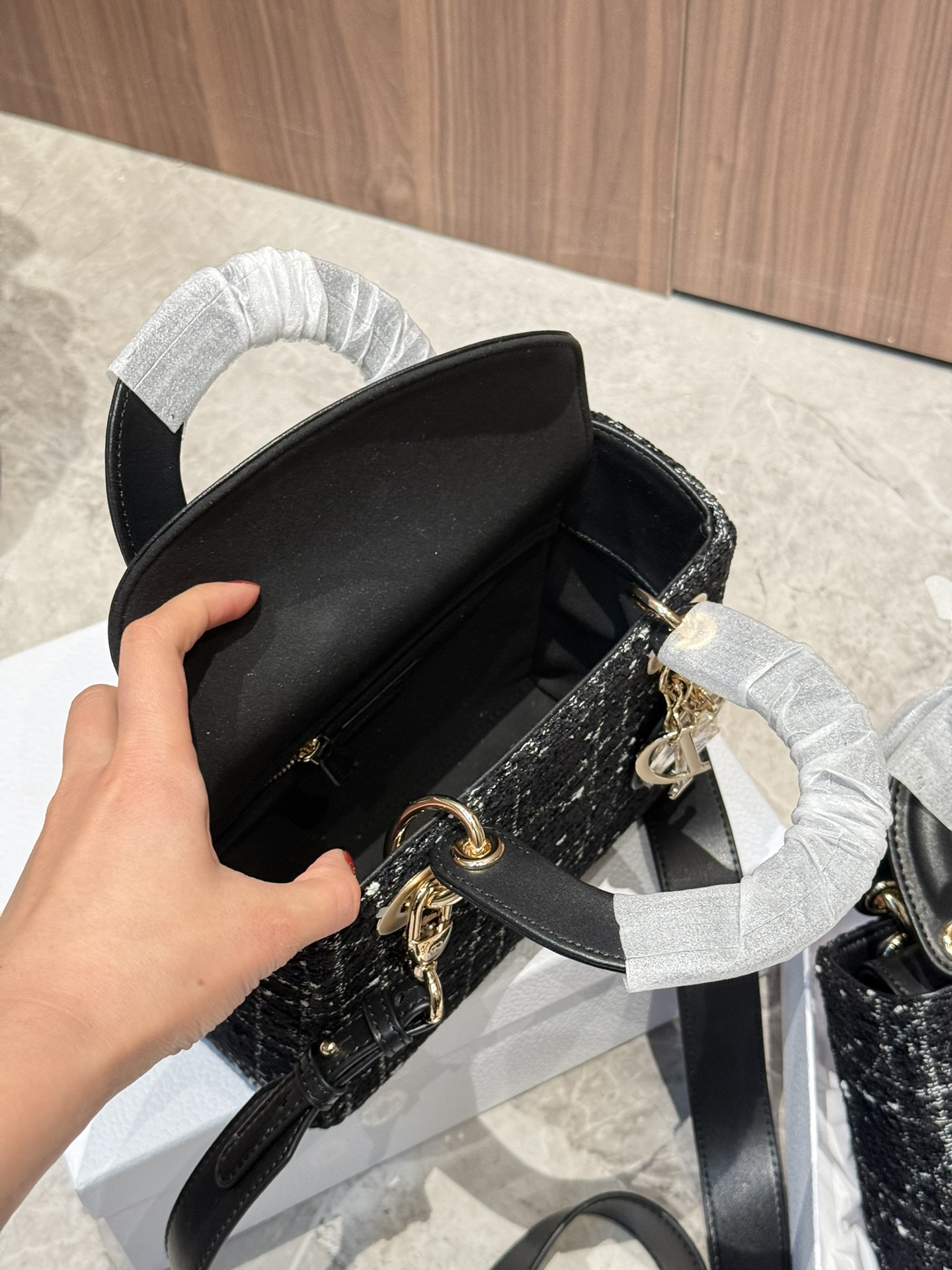 DIOR バッグ　クリスチャンディオール 　レディディオール マイクロカナージュ 2WAYショルダーハンドバッグ 