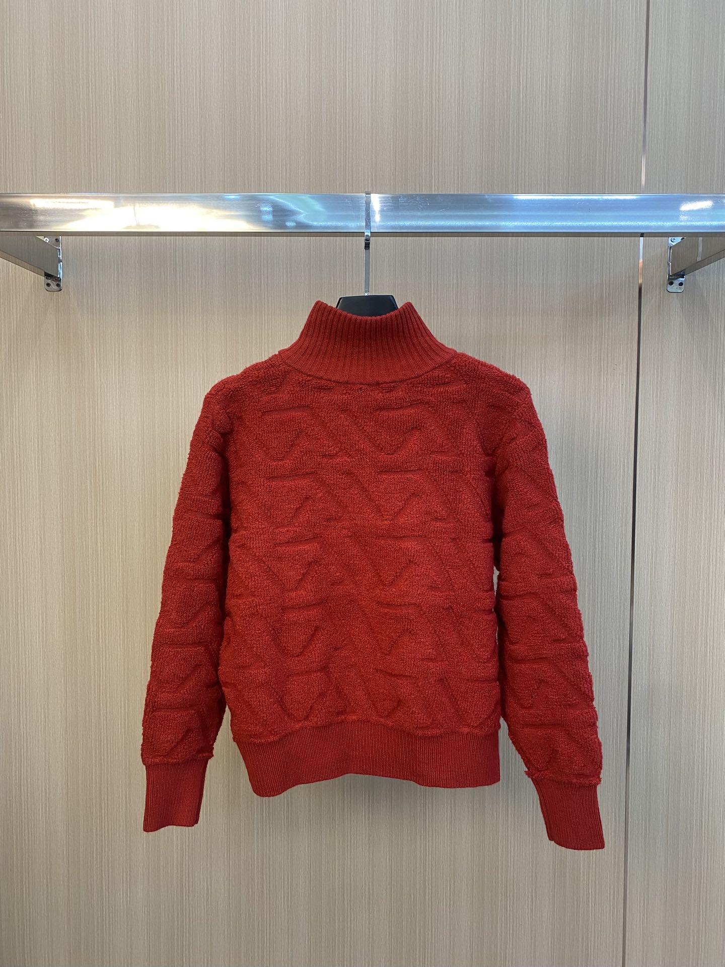 MIUMIU（ミュウミュウ） 新作 ダイヤ柄ハイネックジップニットカーディガン