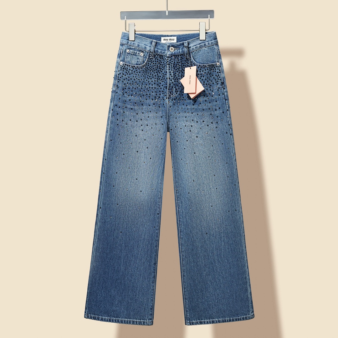 Miu Miu【新作入荷】星柄デニムパンツ　ズボン　男女兼用