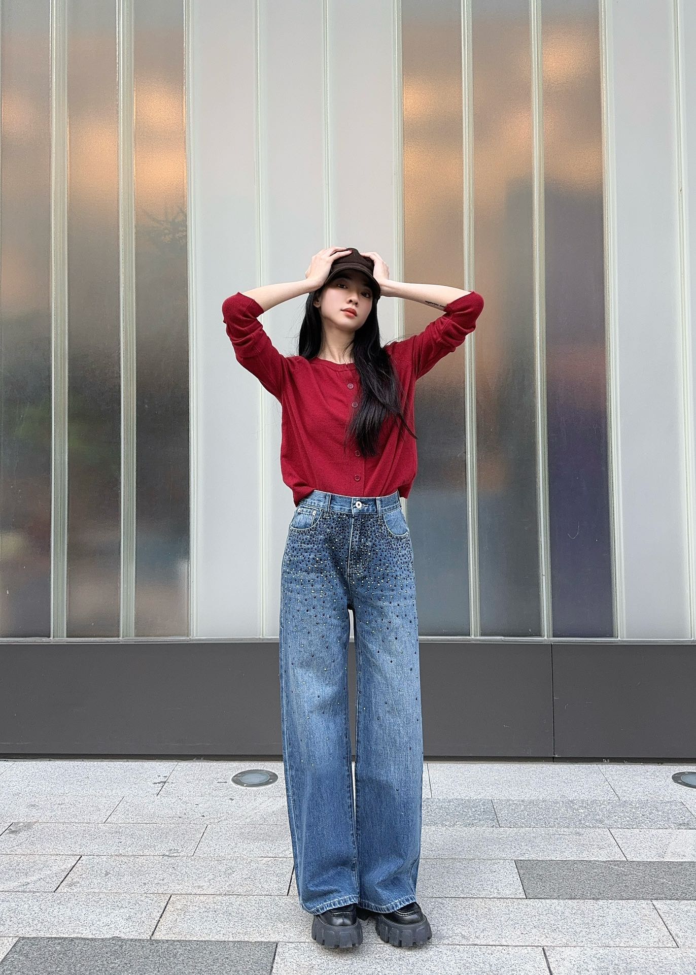 Miu Miu【新作入荷】星柄デニムパンツ　ズボン　男女兼用